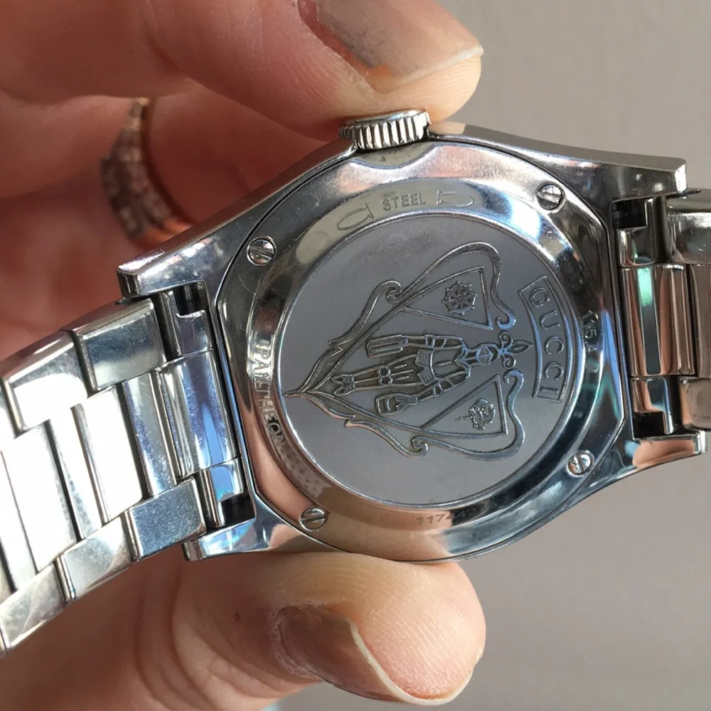 Gucci Stainless Steel Silver White Dial Pantheon Women’s Watch